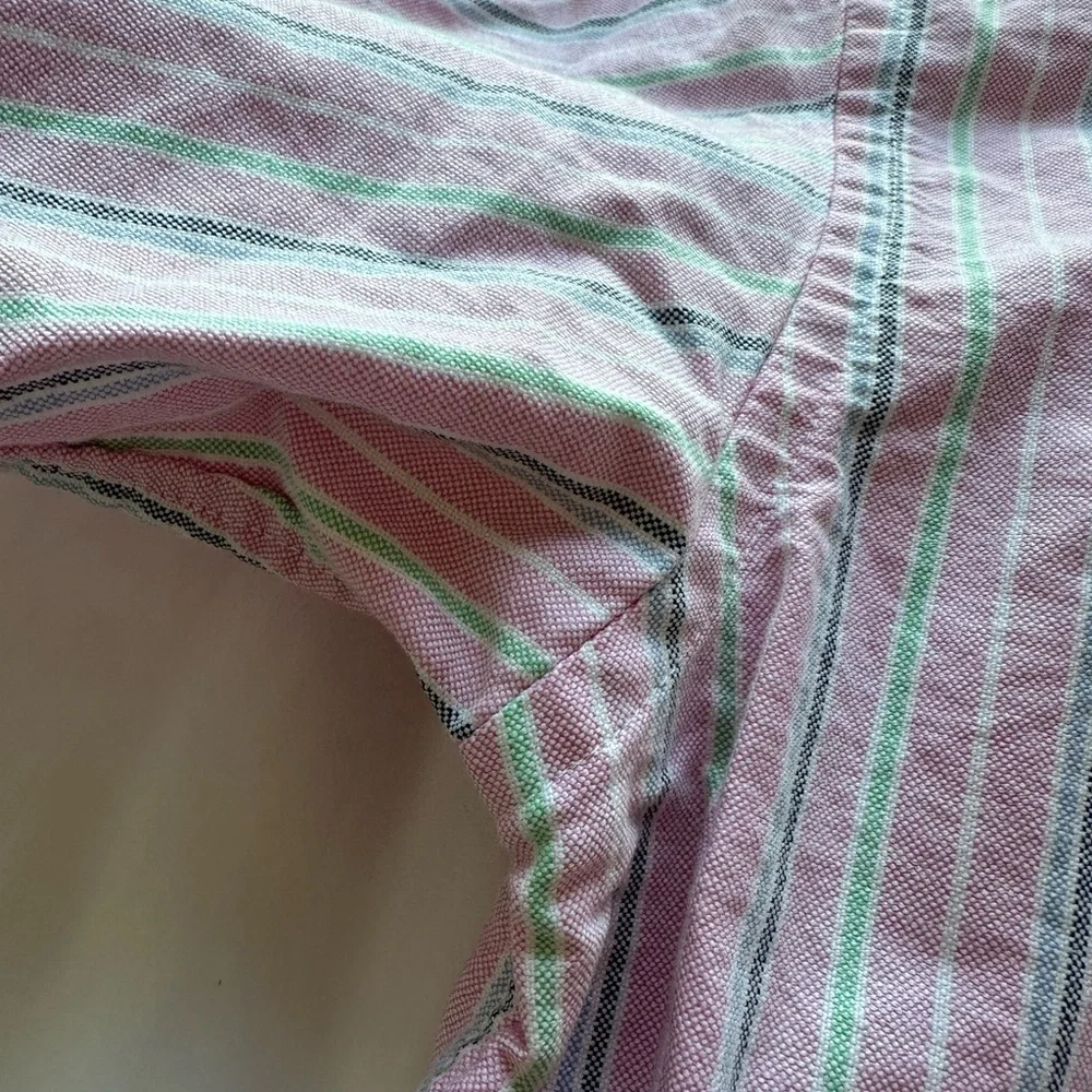 Ralph Lauren Pink and Green Stripe Cotton Button-Down Shirt
